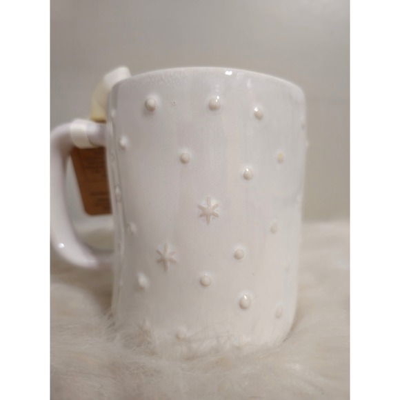 Rae Dunn Inspired All is Calm Deer Shimmer Christmas Holiday Coffee Mug Cup NWT - Picture 3 of 5